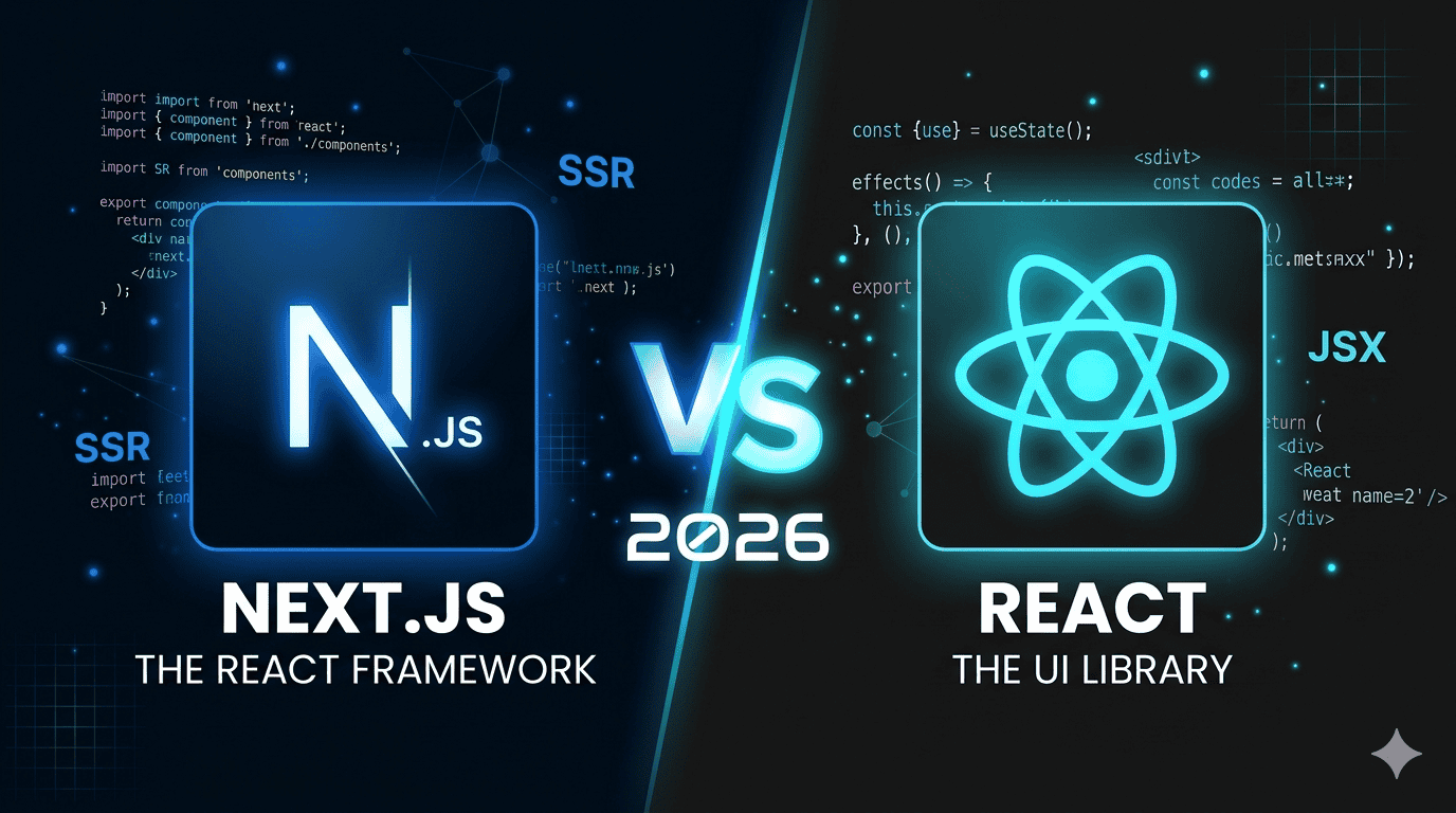 next.js vs react comparison guide 2026 featured image